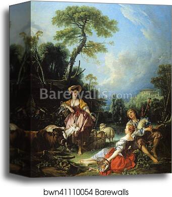 A Summer Pastoral by François Boucher, Canvas Print