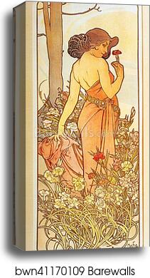 Carnation by Alphonse Mucha, Canvas Print
