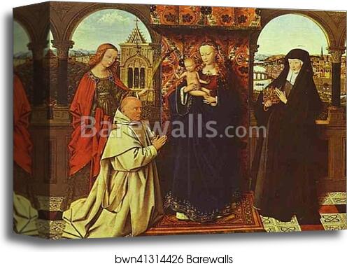 Virgin and Child with Saints and Donor by Jan Van Eyck, Canvas Print