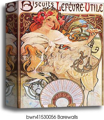 Biscuits Lefevre-Utile 1897 by Alphonse Mucha, Canvas Print