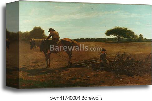 The Brush Harrow / Harrowing, Spring Time by Winslow Homer, Canvas Print