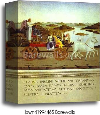 Allegorical Triumph of Federico da Mantefeltro. Reverse of Portrait of Federico da Montefeltro, Duke of Urbino by Piero Della Francesca, Canvas Print Allegorical Triumph of Federico da Mantefeltro. Reverse of Portrait of Federico da Montefeltro, Duke of Urbino by Piero Della Francesca, Canvas Print