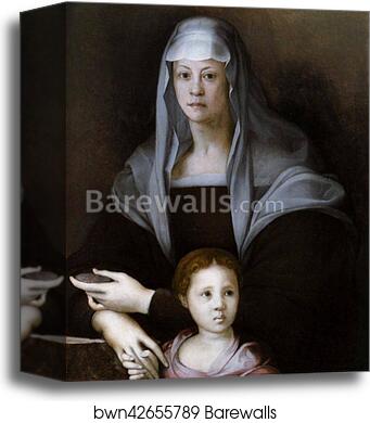 Portrait of Maria Salviati with Giulia de' Medici by Jacopo Carrucci, Known As Pontormo, Canvas Print