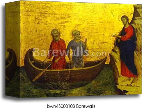 Maestà (back, predella) The Calling of St. Peter and St. Andrew by Duccio Di Buoninsegna, Canvas Print