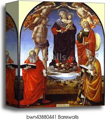 The Virgin and Child among Angels and Saints by Luca Signorelli, Canvas Print