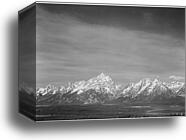 Tetons from Signal Mountain, View of valley and snow-capped mountains, low horizons, Grand Teton National Park, Wyoming.  Photographs of National Parks and Monuments, compiled 1941 - 1942, documenting the period ca. 1933 - 1942 by Ansel Adams (1902-1984), Canvas Print