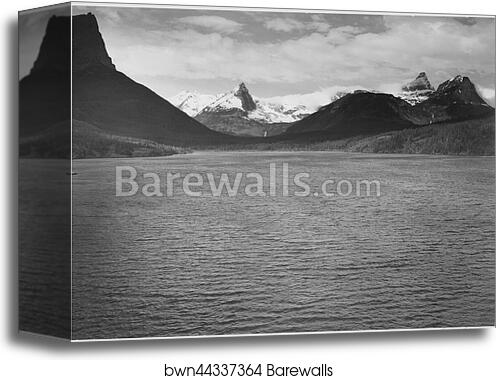 Looking across toward snow-capped mountains, lake in foreground, "St. Mary's Lake, Glacier National Park," Montana. Photographs of National Parks and Monuments, compiled 1941 - 1942, documenting the period ca. 1933 - 1942 by Ansel Adams (1902-1984), Canvas Print Looking across toward snow-capped mountains, lake in foreground, "St. Mary's Lake, Glacier National Park," Montana. Photographs of National Parks and Monuments, compiled 1941 - 1942, documenting the period ca. 1933 - 1942 by Ansel Adams (1902-1984), Canvas Print