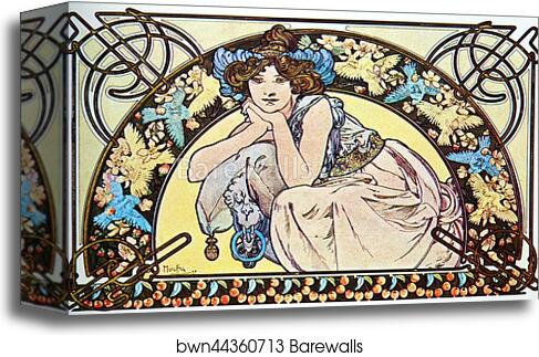 Cherry Blossom by Alphonse Mucha, Canvas Print