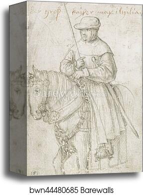 Kaiser Maximilian I in travel dress on horseback by Hans Holbein The Elder, Canvas Print