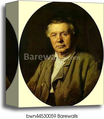 Portrait of Unknown Man (Painter Piotr Stepanov?) by Vasily Perov, Canvas Print