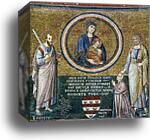 Madonna and Child with St Paul and St Peter and the Donor Bertoldo Stefanschi by Pietro Cavallini, Canvas Print