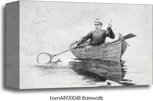 Fly Fishing, Saranac Lake by Winslow Homer, Canvas Print