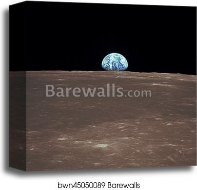 View from Apollo 11 showing Earth rising above the moon's horizon by Nasa, Canvas Print View from Apollo 11 showing Earth rising above the moon's horizon by Nasa, Canvas Print
