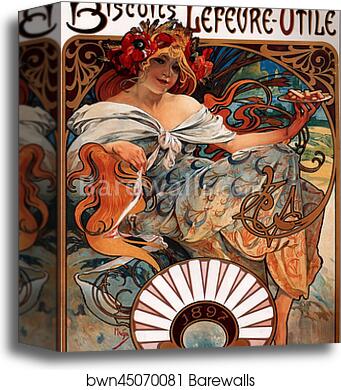 Biscuits Lefevre-Utile 1897 by Alphonse Mucha, Canvas Print