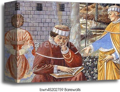 St. Augustine Reading the Epistle of St. Paul. Detail by Benozzo Gozzoli, Canvas Print