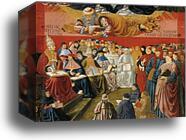 Triumph of St. Thomas Aquinas. Detail by Benozzo Gozzoli, Canvas Print