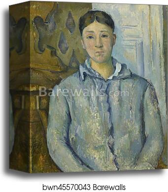 Madame Cézanne in Blue by Paul Cézanne, Canvas Print