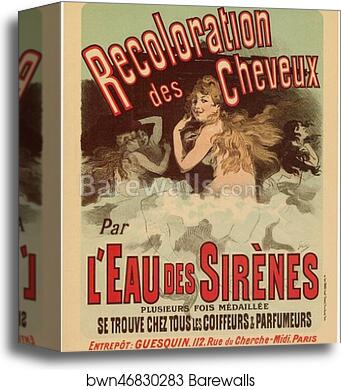 L' "Eau de Sirènes" by Jules Chéret, Canvas Print