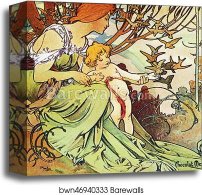 Chocolat Mexicain Enfance/Childhood by Alphonse Mucha, Canvas Print Chocolat Mexicain Enfance/Childhood by Alphonse Mucha, Canvas Print