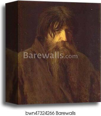 Head of an Old Peasant by Ivan Kramskoy, Canvas Print