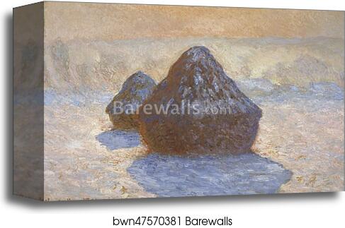 Haystacks: Snow Effect by Claude Monet, Canvas Print