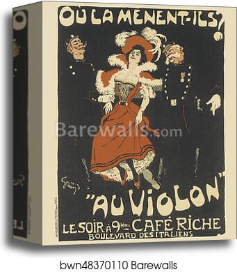 Le Café Riche, "Où la mènent-ils? Au Violon" by Jules-Alexandre Grün, Canvas Print