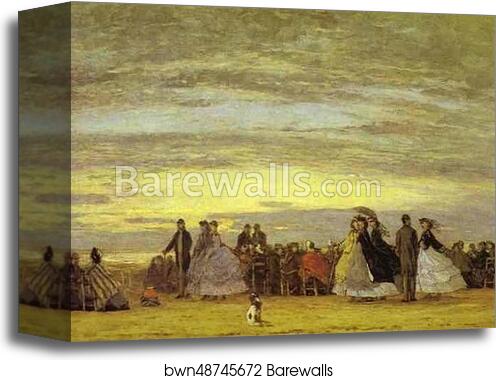 The Beach at Villerville by Eugène-Louis Boudin, Canvas Print The Beach at Villerville by Eugène-Louis Boudin, Canvas Print