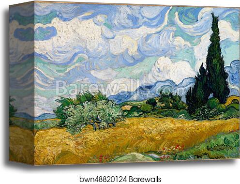 Wheat Field with Cypresses by Vincent Van Gogh, Canvas Print