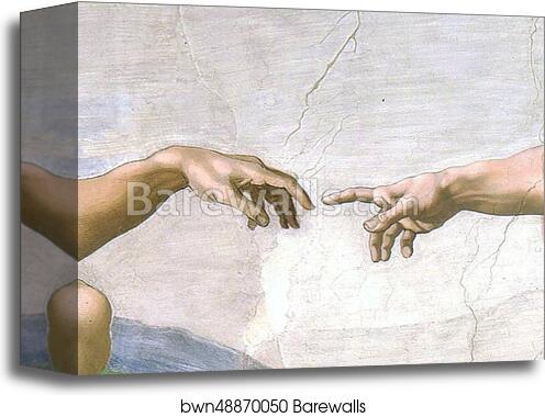 Creation of Adam (hands detail) by Michelangelo, Canvas Print