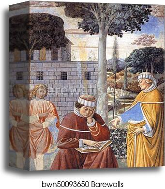 St. Augustine Reading the Epistle of St. Paul by Benozzo Gozzoli, Canvas Print