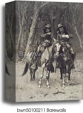 Cheyenne Scouts Patrolling the Big Timber of the North Canadian, Oklahoma by Frederic Remington, Canvas Print