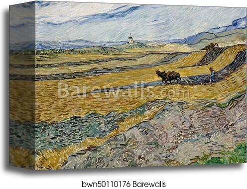Enclosed Field with Ploughman by Vincent Van Gogh, Canvas Print