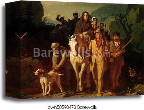 Daniel Boone Escorting Settlers through the Cumberland Gap. Detail by George Caleb Bingham, Canvas Print