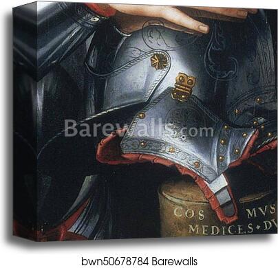 Portrait of Cosimo I de'Medici in Armor. Detail by Agnolo Bronzino, Canvas Print