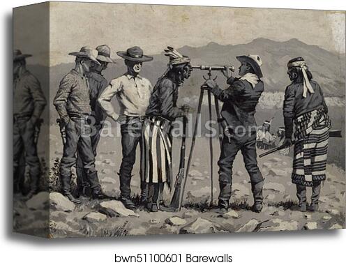 Looking Through the Telescope by Frederic Remington, Canvas Print