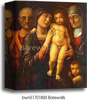 Holy Family with St. Elizabeth and St. John the Baptist as a Child by Andrea Mantegna, Canvas Print