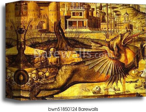 St. George and the Dragon. Detail by Vittore Carpaccio, Canvas Print
