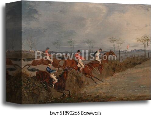 Scenes From a Steeplechase: Another Hedge by Henry Thomas Alken, Canvas Print