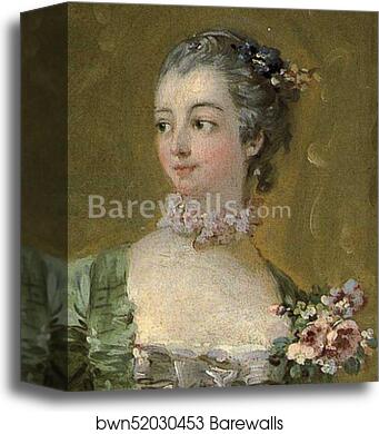 Madame de Pompadour Standing at her Dressing Table. Detail by François Boucher, Canvas Print