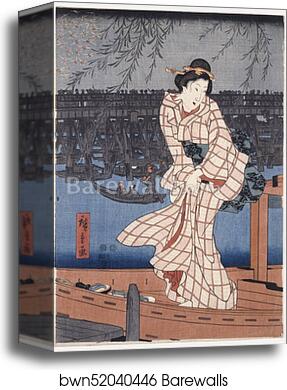 Evening on the Sumida river by Utagawa Hiroshige, Canvas Print