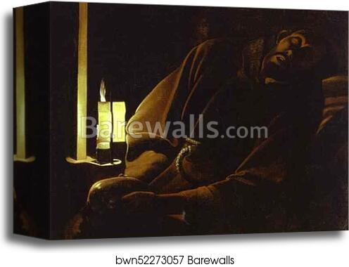 St. Francis in Ecstasy. Detail by Georges De La Tour, Canvas Print