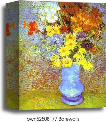 Vase with Daisies and Anemones by Vincent Van Gogh, Canvas Print