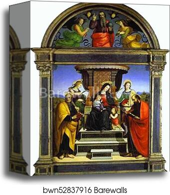 Madonna and Child Enthroned with Saints by Raphael, Canvas Print