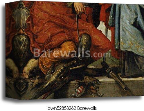 Saint George, Saint Louis, and the Princess. Detail by Jacopo Robusti, Called Tintoretto, Canvas Print