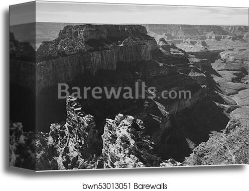 View with rock formation, different angle, "Grand Canyon National Park," Arizona.  Photographs of National Parks and Monuments, compiled 1941 - 1942, documenting the period ca. 1933 - 1942 by Ansel Adams (1902-1984), Canvas Print View with rock formation, different angle, "Grand Canyon National Park," Arizona.  Photographs of National Parks and Monuments, compiled 1941 - 1942, documenting the period ca. 1933 - 1942 by Ansel Adams (1902-1984), Canvas Print