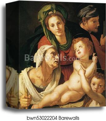 Holy Family with St.Elizabeth (or St. Anne?) and the Infant St. John the Baptist by Agnolo Bronzino, Canvas Print Holy Family with St.Elizabeth (or St. Anne?) and the Infant St. John the Baptist by Agnolo Bronzino, Canvas Print