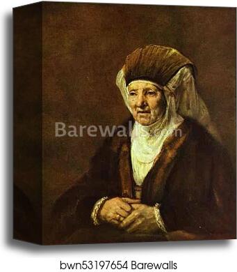 Portrait of an Old Woman by Rembrandt Harmenszoon Van Rijn, Canvas Print