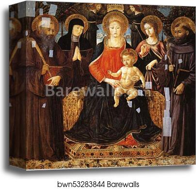 Madonna and Child Enthroned Among St. Benedict, St. Scholastica, ST. Ursula and St. John Gualberto by Benozzo Gozzoli, Canvas Print Madonna and Child Enthroned Among St. Benedict, St. Scholastica, ST. Ursula and St. John Gualberto by Benozzo Gozzoli, Canvas Print