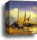 Volga View. Barges. Detail by Feodor Vasilyev, Canvas Print