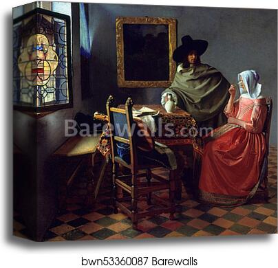 The Glass of Wine by Johannes Vermeer, Canvas Print
